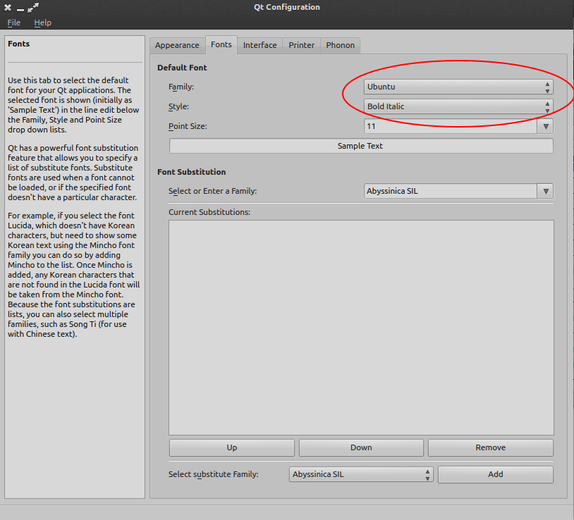 qtconfig-qt4 font settings